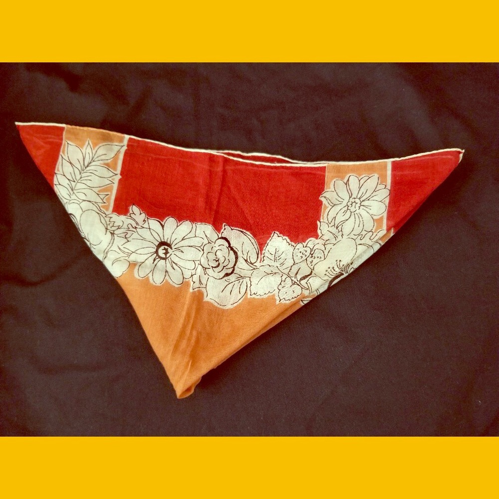 VTG Fall Colors Floral Print Handkerchief Hanky with pocket - Picture 2 of 6